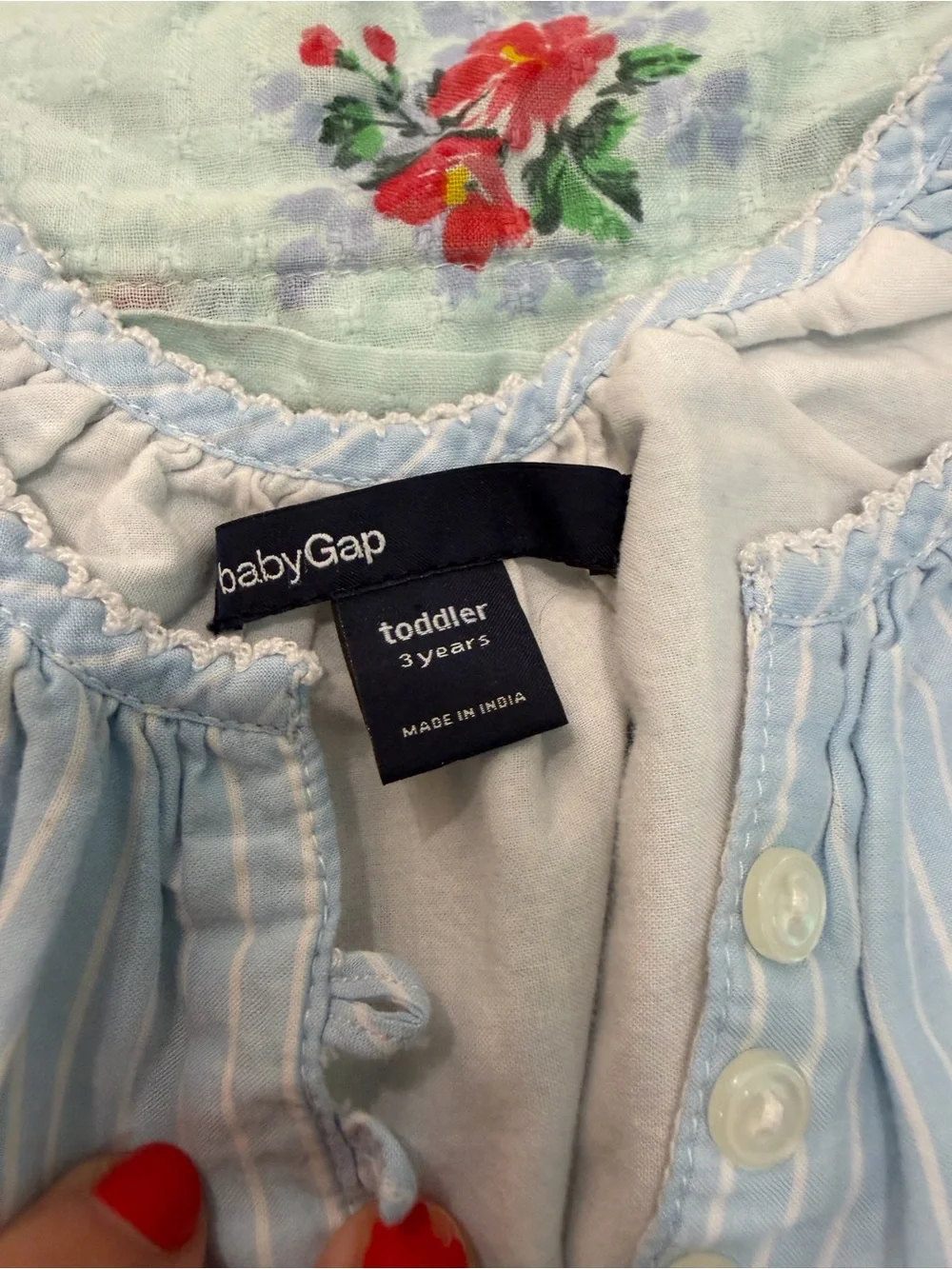 Toddler Girls Floral & Striped Top Lot - Red, Light Blue, White, Mint